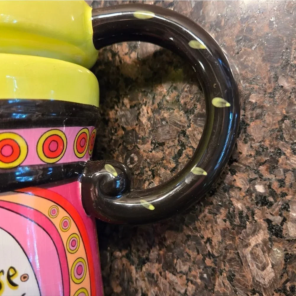 Colorful Ceramic Nurse Mug with Black Handle